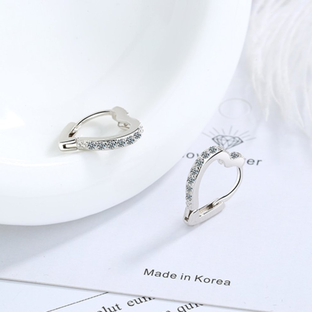 NEW Silver Lovely Love Heart Hoop Earrings